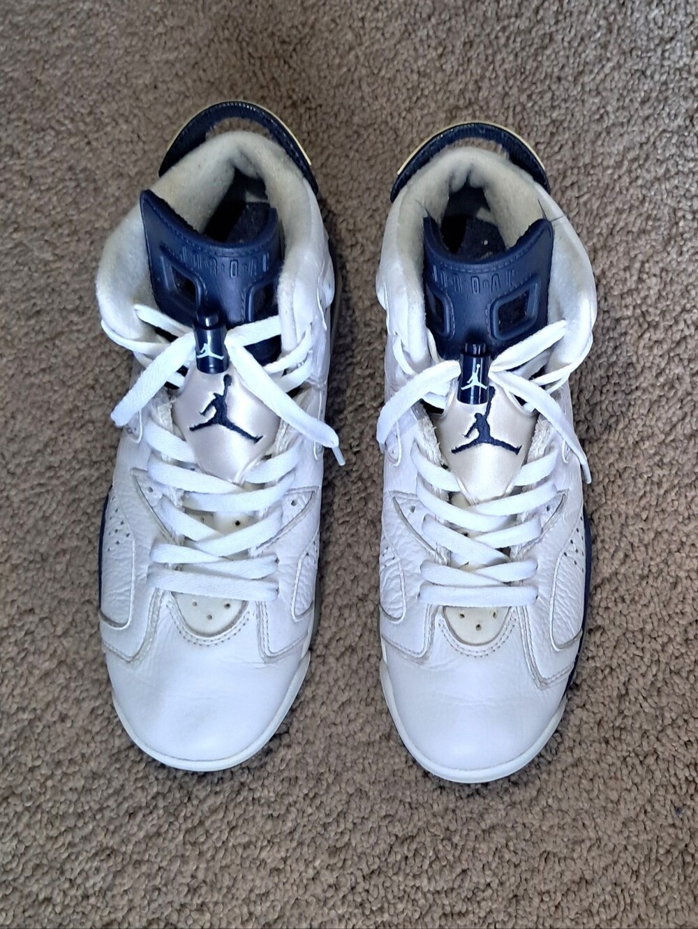 Jordan 6 Retro Midnight Blue White Shoes Size 6.5Y Womens 8 - Picture 3 of 8